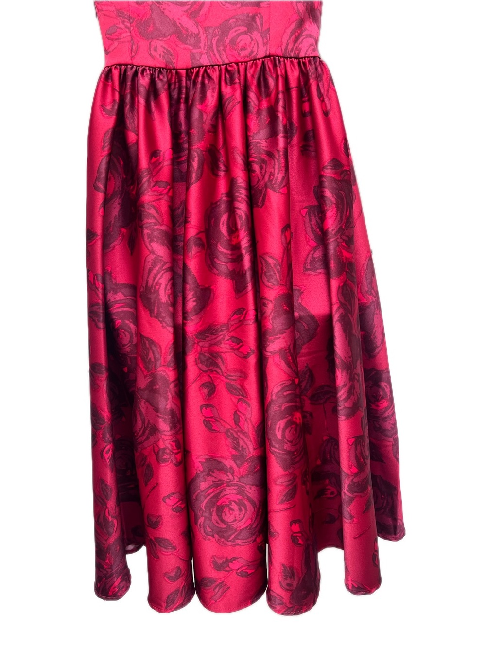 Pinup Couture Red Floral Satin Fit & Flare Midi Dress Small Made in USA - Picture 12 of 12